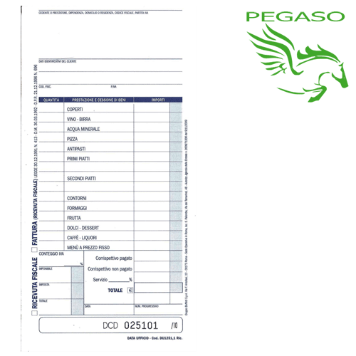 Ricevute fiscali/fatture ristorante - trattorie - pizzerie Ricevute fiscali/fatture ristorante - trattorie - pizzerie