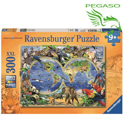 Puzzle 300 - Mappamondo degli animali Puzzle 300 - Mappamondo degli animali