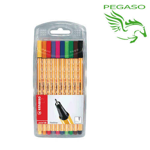 Pennarelli Fineliner Stabilo Point 88. Confezione 10 colori assortiti Pennarelli Fineliner Stabilo Point 88. Confezione 10 colori assortiti