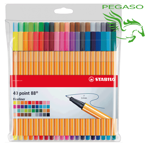 Pennarelli Fineliner Stabilo Point 88. Confezione 40 colori assortiti Pennarelli Fineliner Stabilo Point 88. Confezione 40 colori assortiti