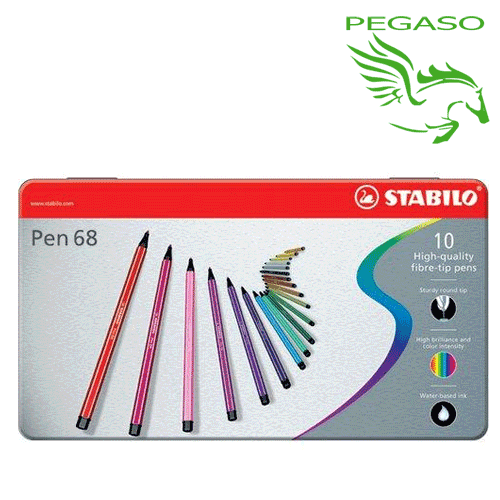 Pennarelli Stabilo Pen 68 scatola in metallo con 10 colori Pennarelli Stabilo Pen 68 scatola in metallo con 10 colori