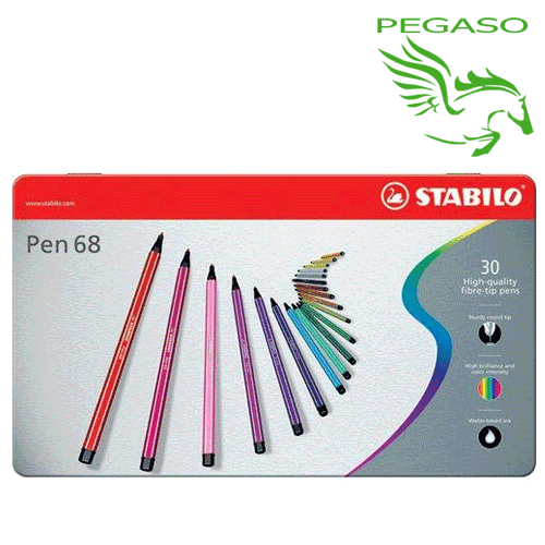 Pennarelli Stabilo Pen 68 scatola in metallo con 30 colori Pennarelli Stabilo Pen 68 scatola in metallo con 30 colori