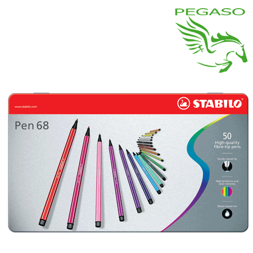 Pennarelli Stabilo Pen 68 scatola in metallo con 50 colori Pennarelli Stabilo Pen 68 scatola in metallo con 50 colori